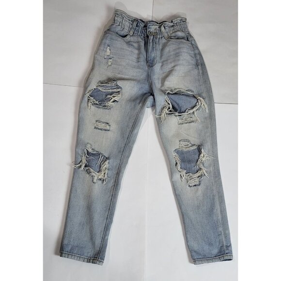 KanCan Light Wash Distressed Denim Jeans High-Waisted Size 3/25 - Picture 2 of 11